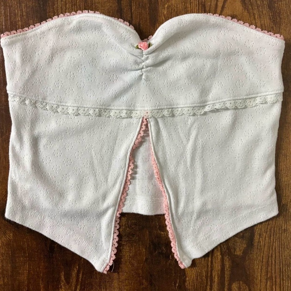 Urban Outfitters Coquette Rosette White Strapless Tunic Top - Picture 4 of 11